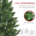 Homcom 7.5Ft Tall Pencil Artificial Christmas Tree Holiday D Cor With 1075 Branches, Auto Open, Steel Base, Pine Needles, Green Green Plastic