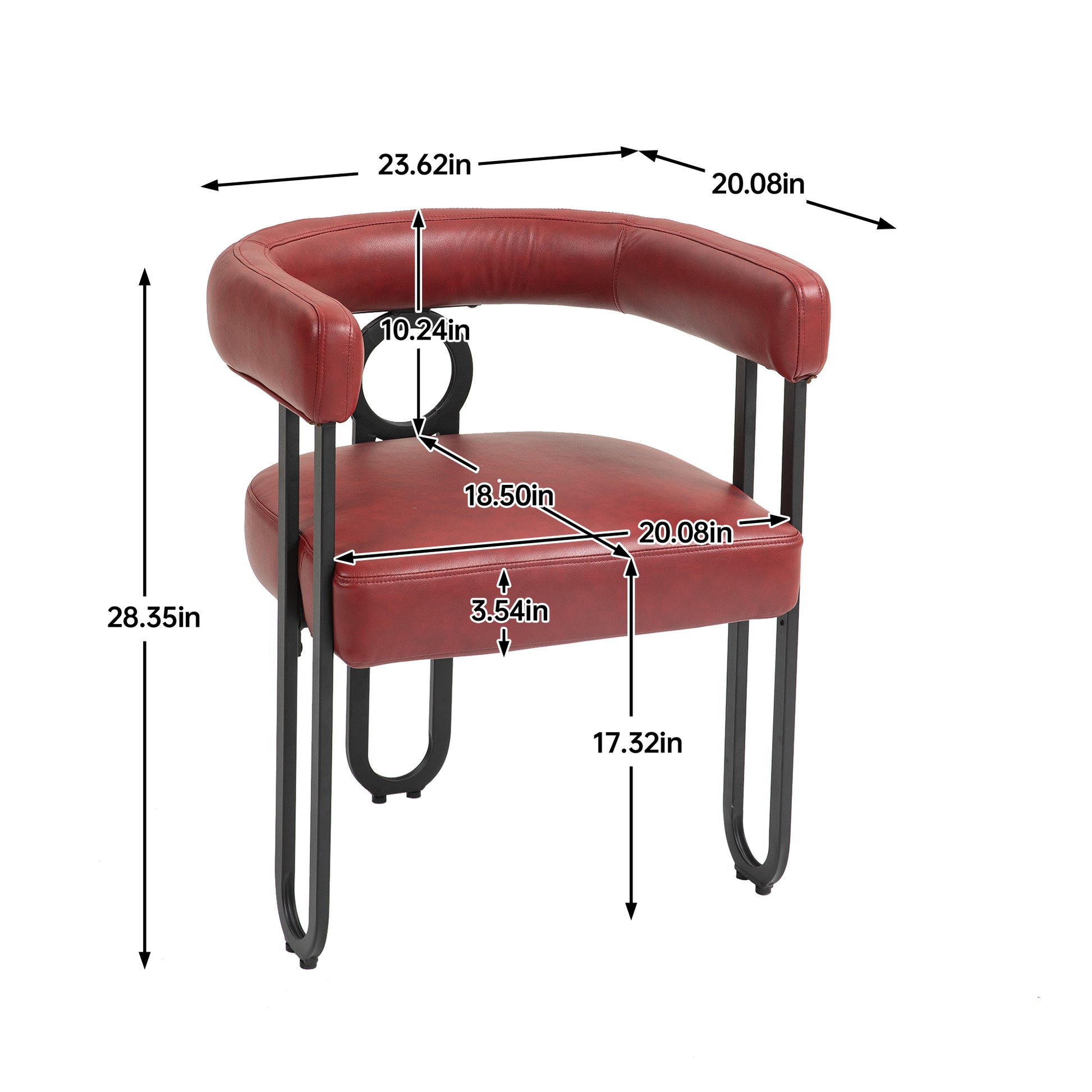 Coolmore Contemporary Designed Pu Fabric Upholstered Accent Dining Chair Barrel Side Chairs Kitchen Armchair For Living Room Set Of 2 Wine Red Pu Wine Red Foam Pu Leather