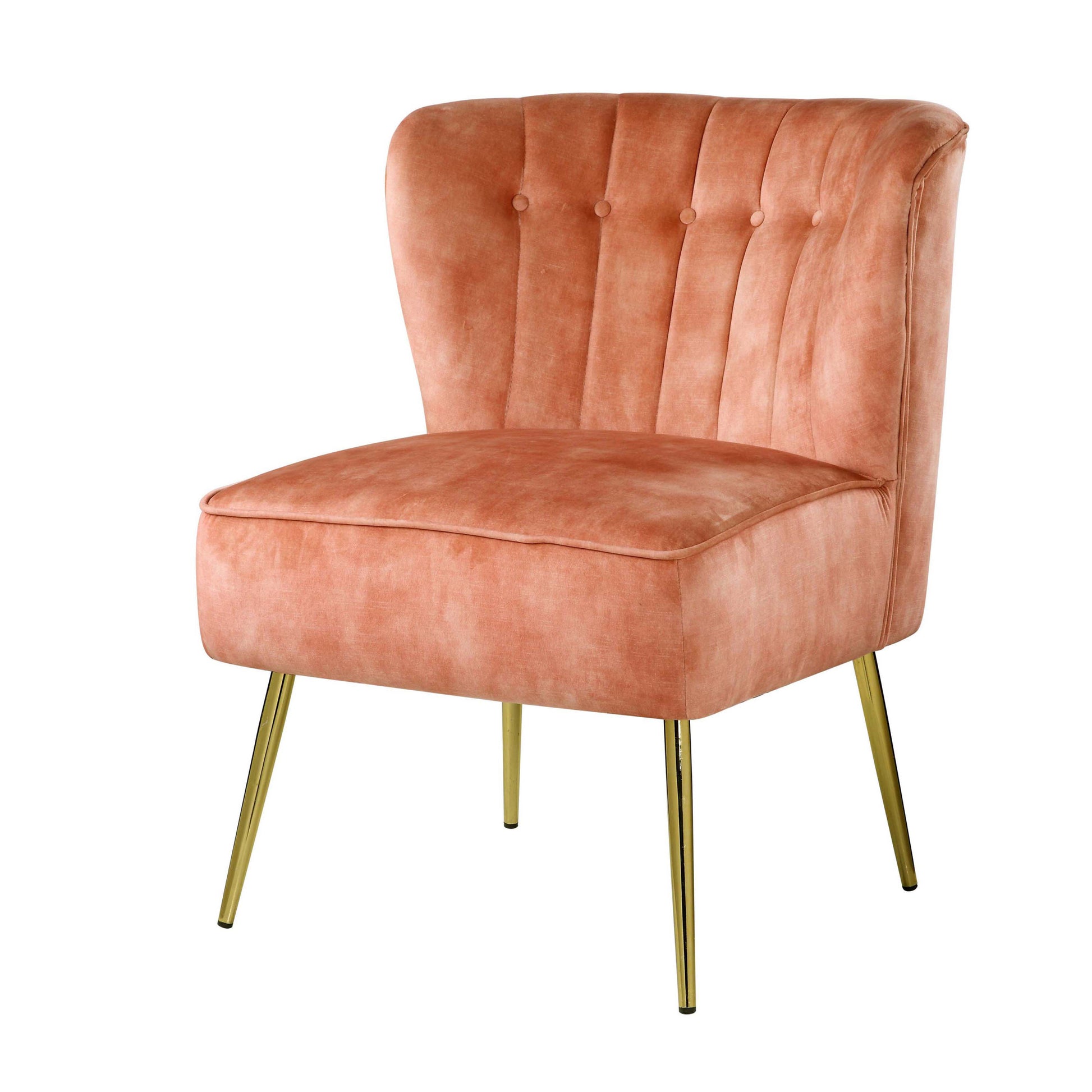 Burnt Orange Tufted Wingback Accent Chair Orange Primary Living Space Modern Velvet