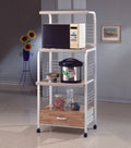 1Pc White Kitchen Cart Open Shelves Metal Frame White Kitchen Metal,Wood