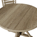 5Pcs Table Set Round Dining Table Solid Wood Modern Farmhouse Rustic Look Distressed Look Wood Grayish Brown Ladder Back Seats 4 Light Brown Dining Room Fixed Table American Design,Farmhouse,French Country,Rustic,Vintage Rubberwood Round Round Dining