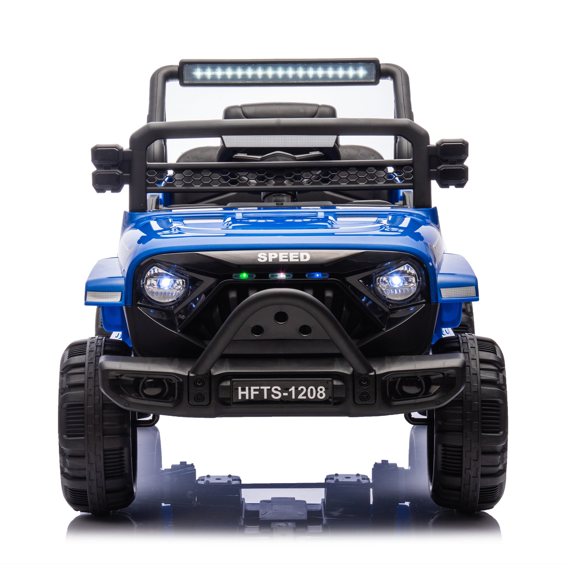 12V Kids Ride On Electric Truck Car W Parents Control,2Wd,Four Wheel Suspension,Early Education Function,Adjustable Volume,Usb,Mp3,Bluetooth,Microphone Jack,Power Display,Led Lights For Kids Aged 3. Blue Polypropylene