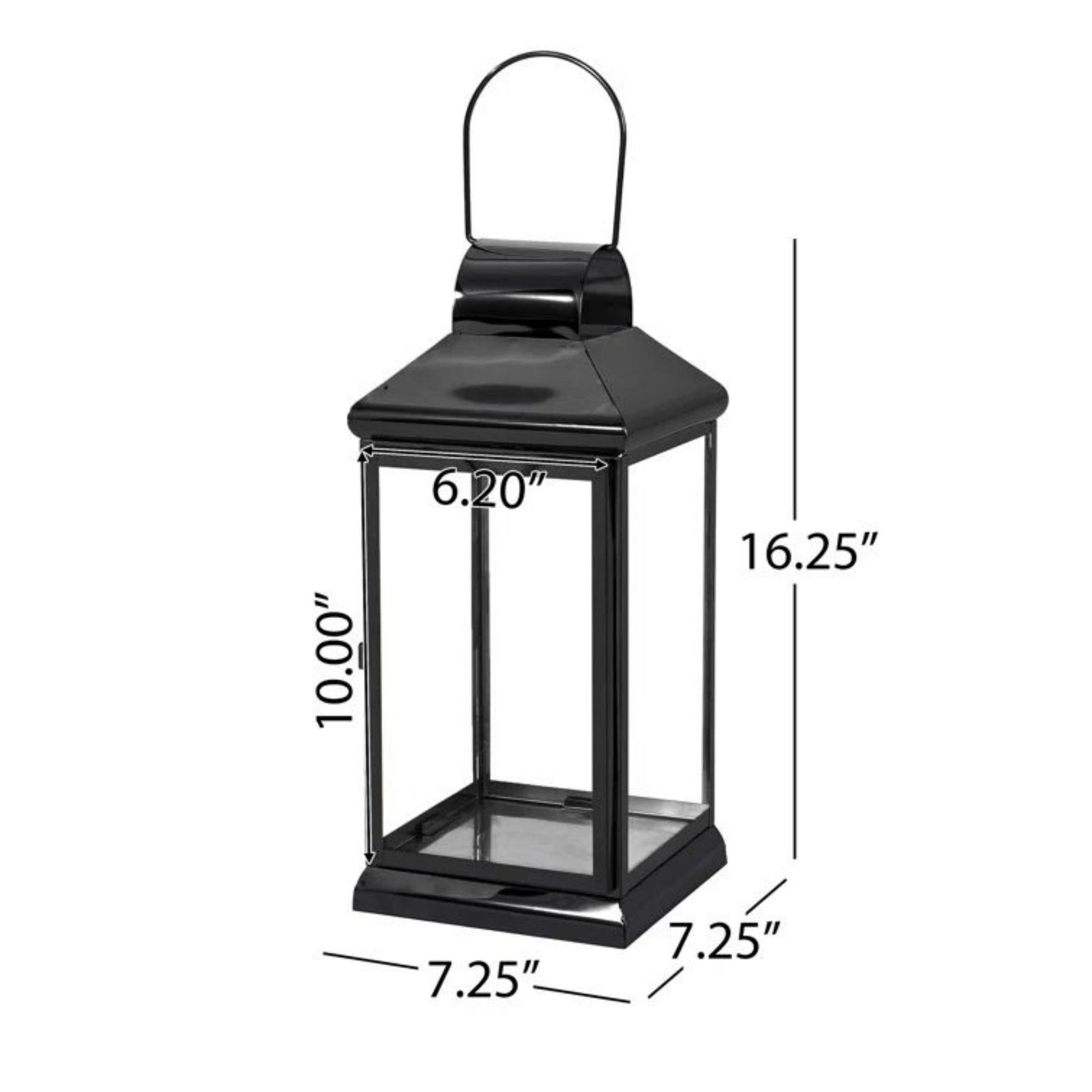 Walter 16"H Stainless Steel Lantern Black Stainless Steel