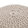 Knited Pouf Beige Cotton