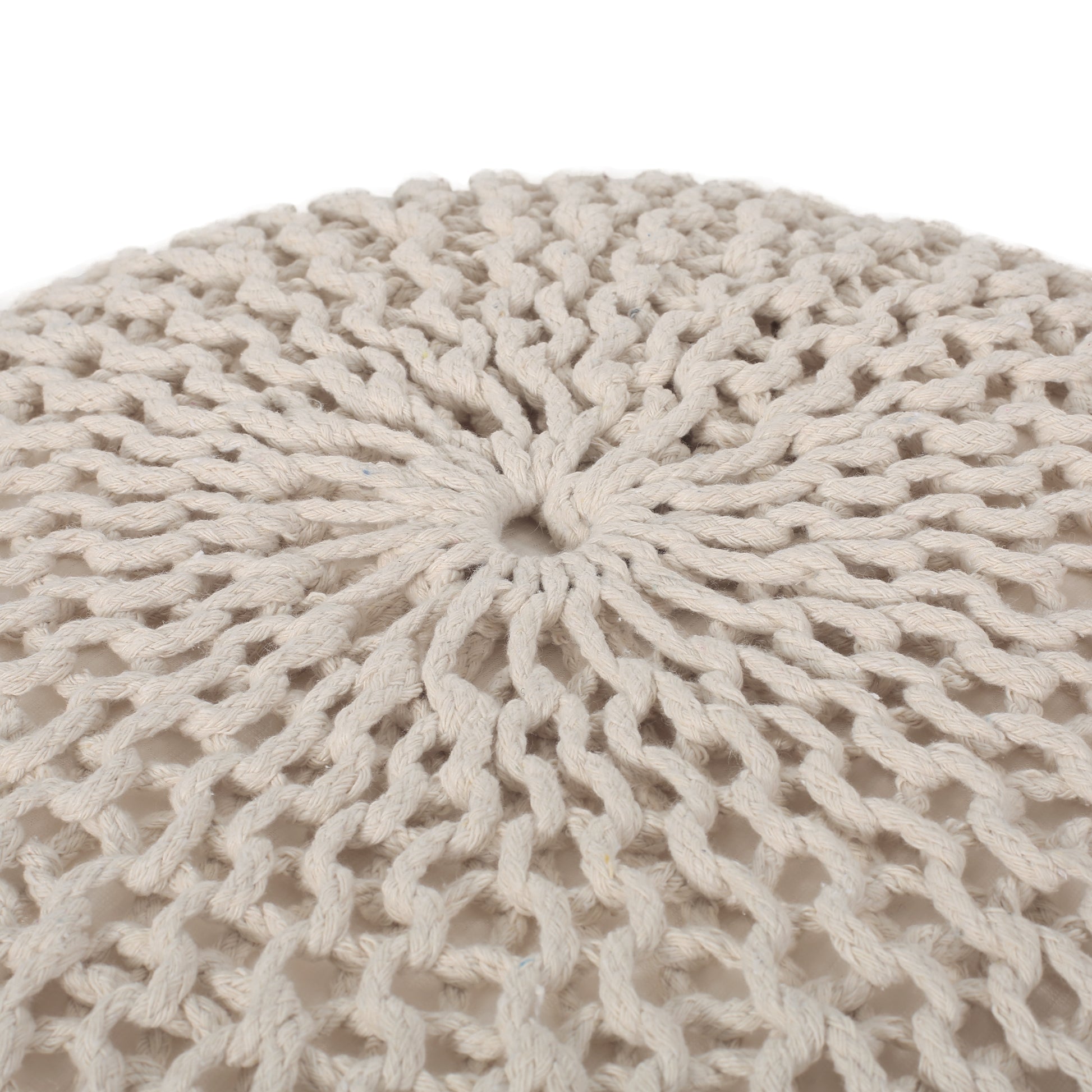 Knited Pouf Beige Cotton