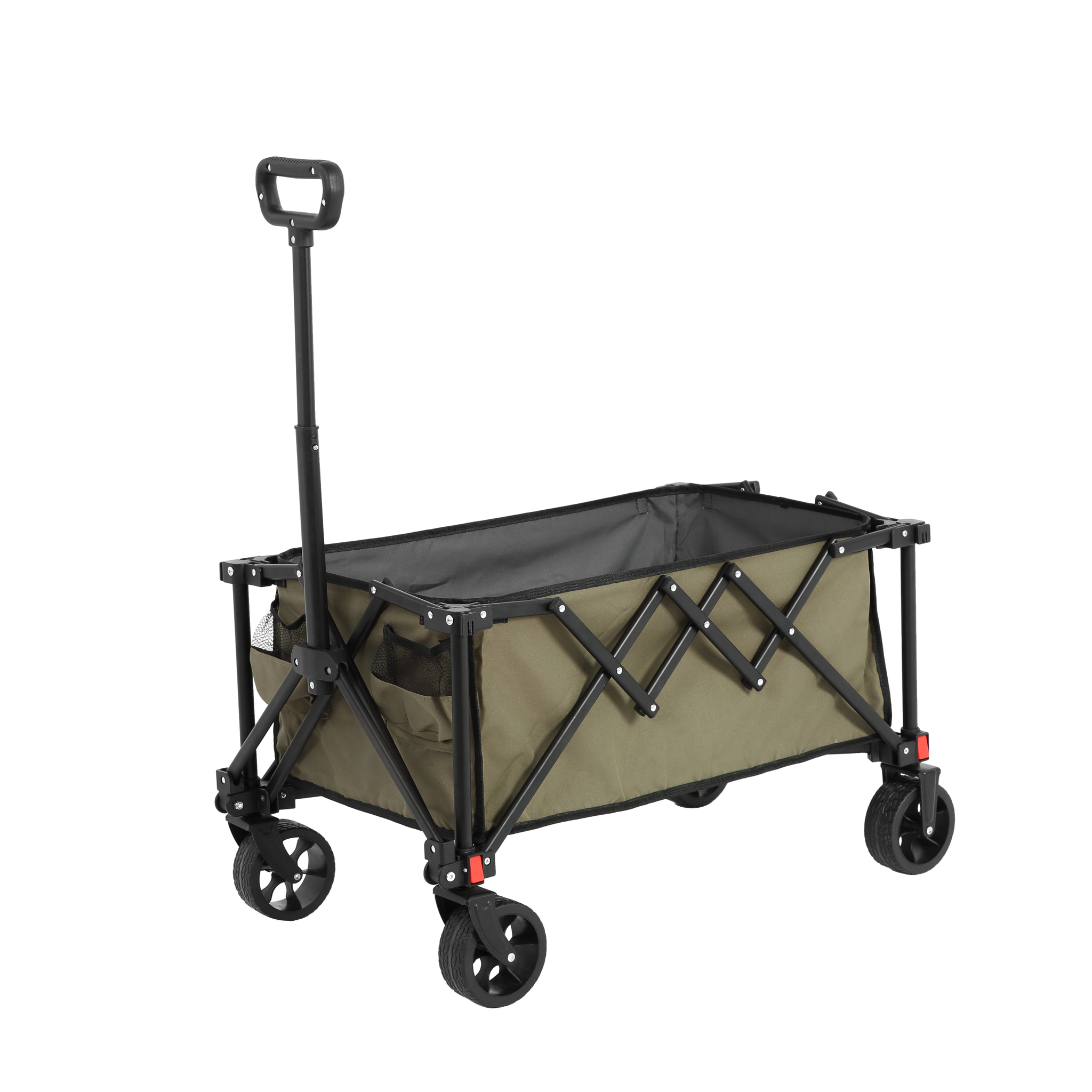 Folding Wagon Carts,Folding Wagon Cart With All Terrain Wheels,Heavy Duty Garden Carts With Adjustable Handle,Outdoor Utility Wagon For Camping Shopping Sports Fishing Army Green Army Green Steel