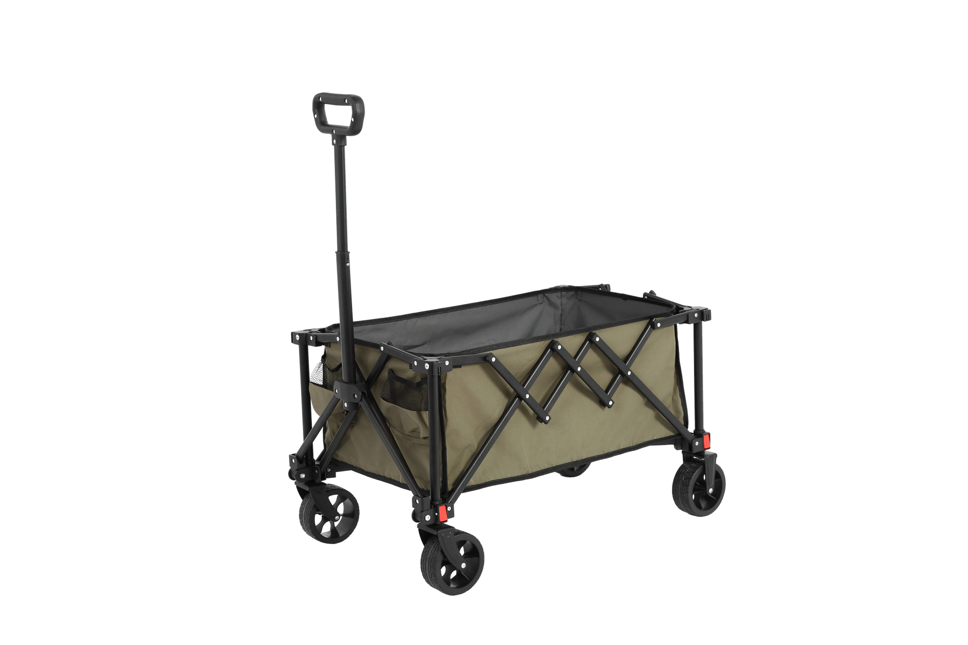 Folding Wagon Carts,Folding Wagon Cart With All Terrain Wheels,Heavy Duty Garden Carts With Adjustable Handle,Outdoor Utility Wagon For Camping Shopping Sports Fishing Army Green Army Green Steel