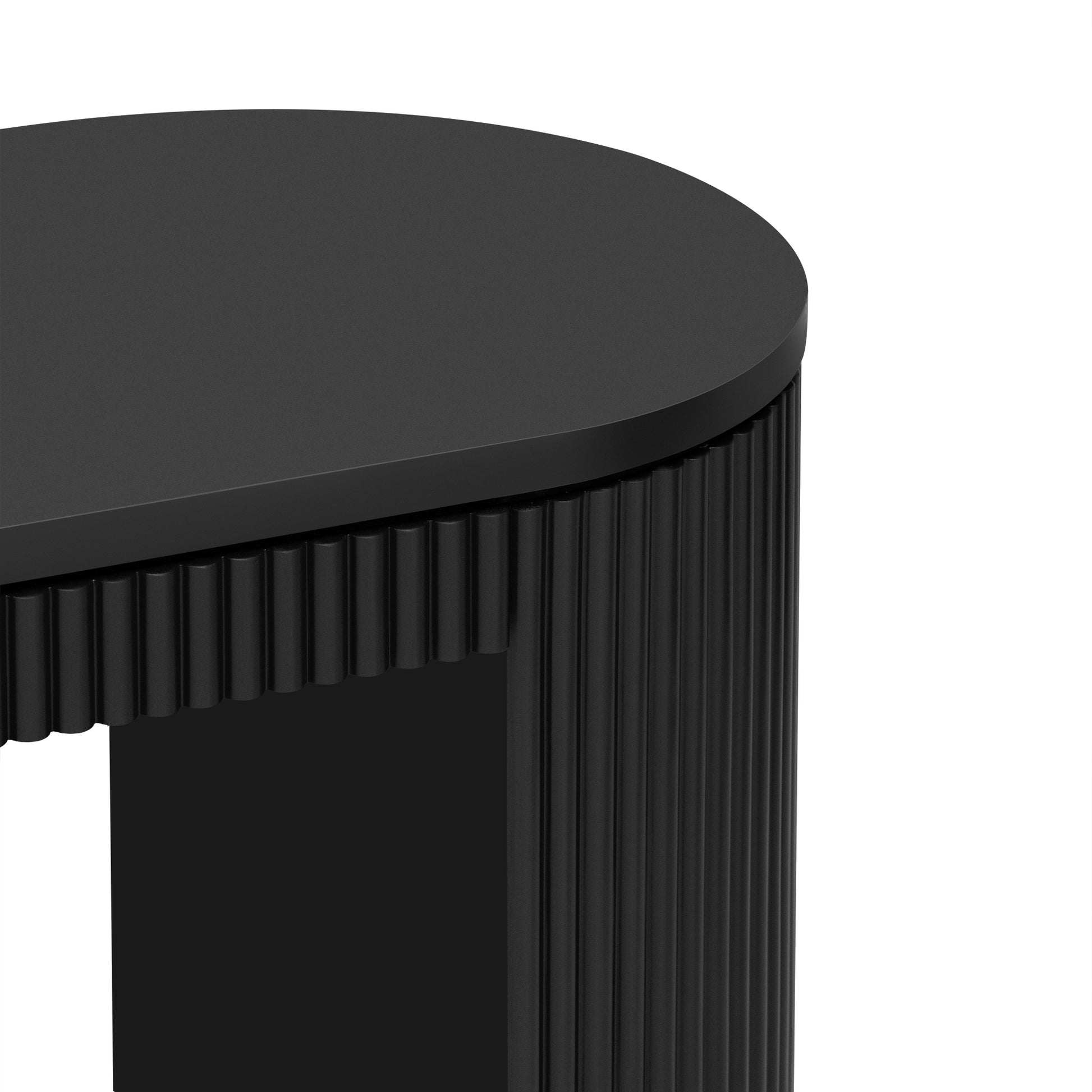 Curved Design Console Table With Unique Vertical Stripe Design ,Suitable For Living Room,Study And Entrance Black Mdf