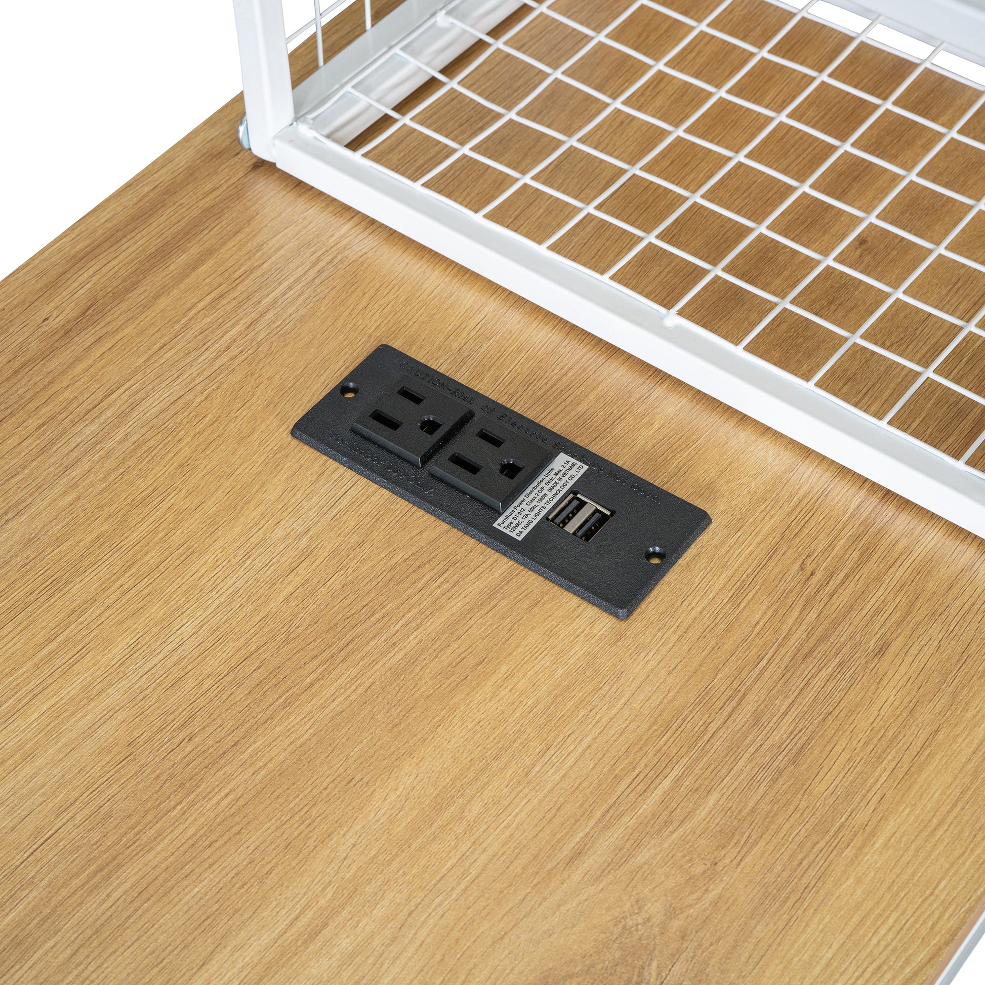 Full Size Metal Bed House Bed Frame With Desk, Shelves, Power Outlets And Usb Ports, White Full White Metal