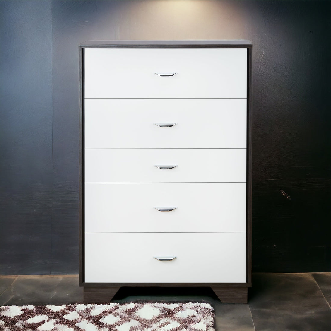 White And Espresso 5 Drawer Chest Espresso White Bedroom Contemporary Particle Board Mdf