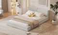 Queen Size Upholstered Platform Bed With Velvet Fabric, Grounded Bed With Solid Frame, Beige Queen Beige Velvet