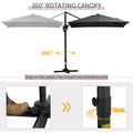 Outsunny 8Ft Cantilever Patio Umbrella, Square Outdoor Offset Umbrella With 360 Rotation, Aluminum Hanging Umbrella With 3 Position Tilt, Crank & Cross Base For Garden, Dark Gray Gray Aluminum