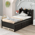 Twin Bed With Bookcase,Twin Trundle,Drawers,Espresso Twin Espresso Pine