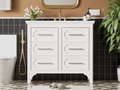 36'' Bathroom Vanity With Resin Sink Combo, Free Standing Single Vanity Set With Four Drawers, Solid Wood Frame Bathroom Storage Cabinet Same As Sw000128Aak White Bathroom Modern Solid Wood Mdf