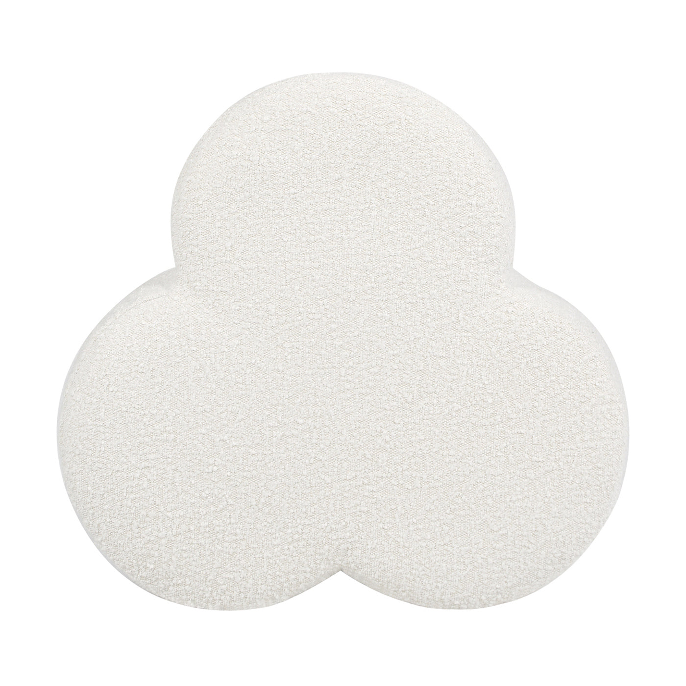 Cr 26.5" Floor Cushion Footrest Ottoman, Ivory White Boucle White Foam Boucle