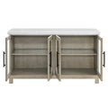 Csrena Lighted White Marble Sideboard Brown Brown Wood