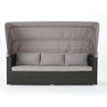 Glaros Sofa Set With Canopy Grey Grey Silver Pe Rattan Iron