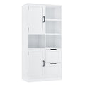 Bathroom Storage Cabinet With Doors And Drawers, Multiple Storage Space, Freestanding Style, Open Shelve, Adjustable Shelf, White White Mdf