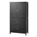 Bathroom Storage Cabinet, Cabinet With Two Doors And Drawers, Adjustable Shelf, Mdf Board, Black Black Mdf