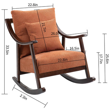 Woven Fabric Mid Century Modern Accent Chairs Comfy Upholstered Glider Arm Chair With Solid Wood For Living Room Bedroom Balcony Light Brown Linen
