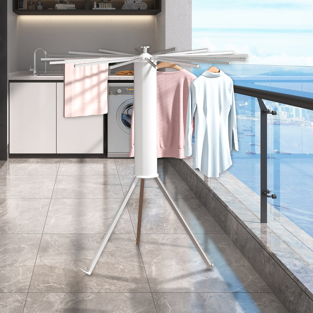 Space Efficient & Rustproof Design Clothes Drying Rack,Aluminum Rod Summer Clothes Drying Rack,Small Fashionable Clothes Drying Rack White Aluminum