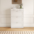 2408 White Solid Wood Shoe Cabinet, Three Layers, Flip Bucket Shoe Storage Cabinet, Simple And Generous For A Variety Of Home Styles White Mdf