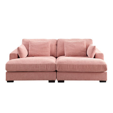 Comfor Daybed With Over Wide Sofa Bed,Modern Design Fabric Beanbag With Arms,Pink Pink Fabric 2 Seat