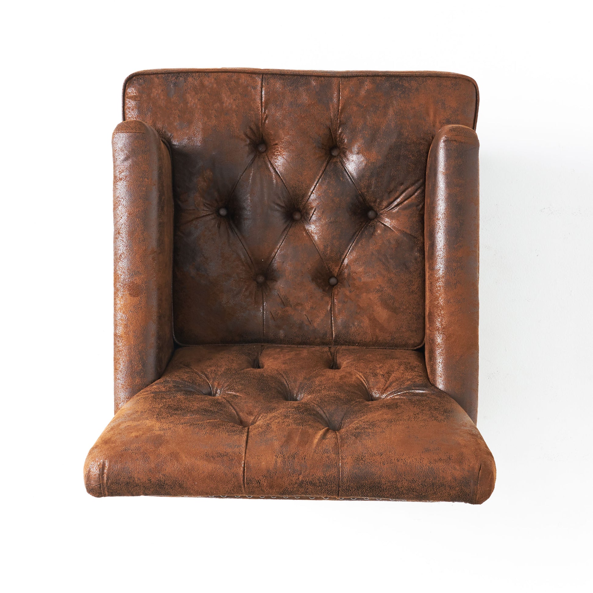 Harrison Tufted Club Chair Brown Microfiber