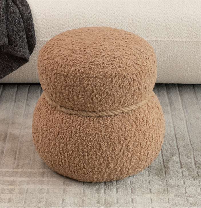 Wkj1Y Light Camel Snowman Stool, Seat Body Width 14.56In Round Belly, Playful And Ly, Suitable For Any Space Light Brown Broadcloth Pleat