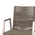 Outdoor Modern Aluminum Dining Chair With Rope Seat Set Of 2 , Silver And Taupe Taupe Aluminium