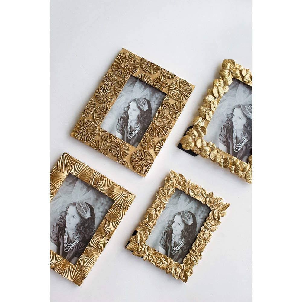 Set Of 2, 7.5X9.5" Photo Frame, 4X6" Opening Gold Antique,Art Deco,Luxury,Retro,Vintage Resin