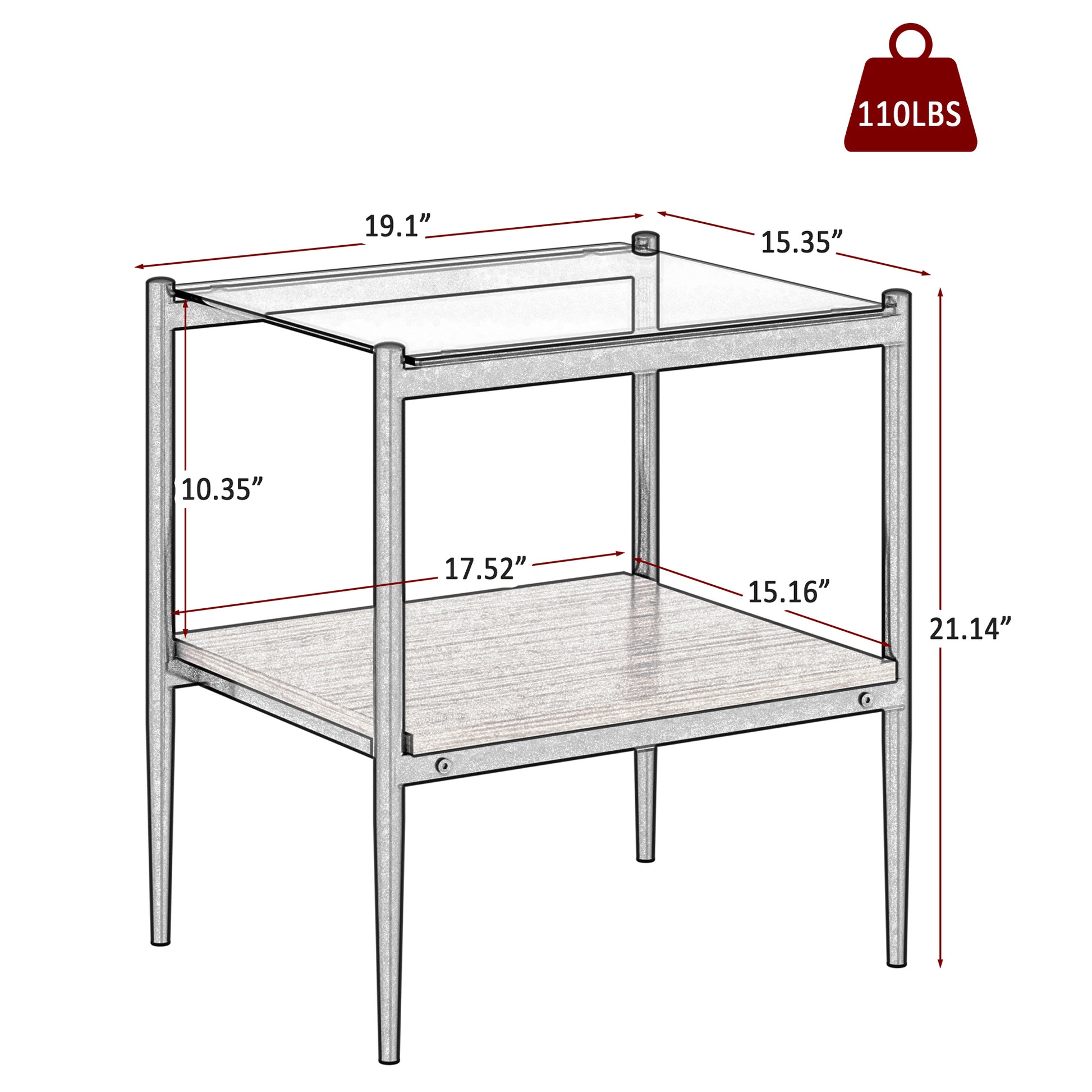 Coffee Table And End Tables Set Of 3, Tempered Glass Table With Mdf Layer, Modern Tables For Living Roomgray Glass Gray Tempered Glass