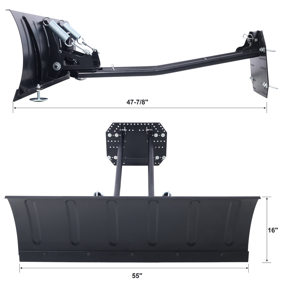 Universal Atv Utv Snow Plow Kit,Atv Plow System,Steel Blade Complete Universal Mount Package 55In Black Steel