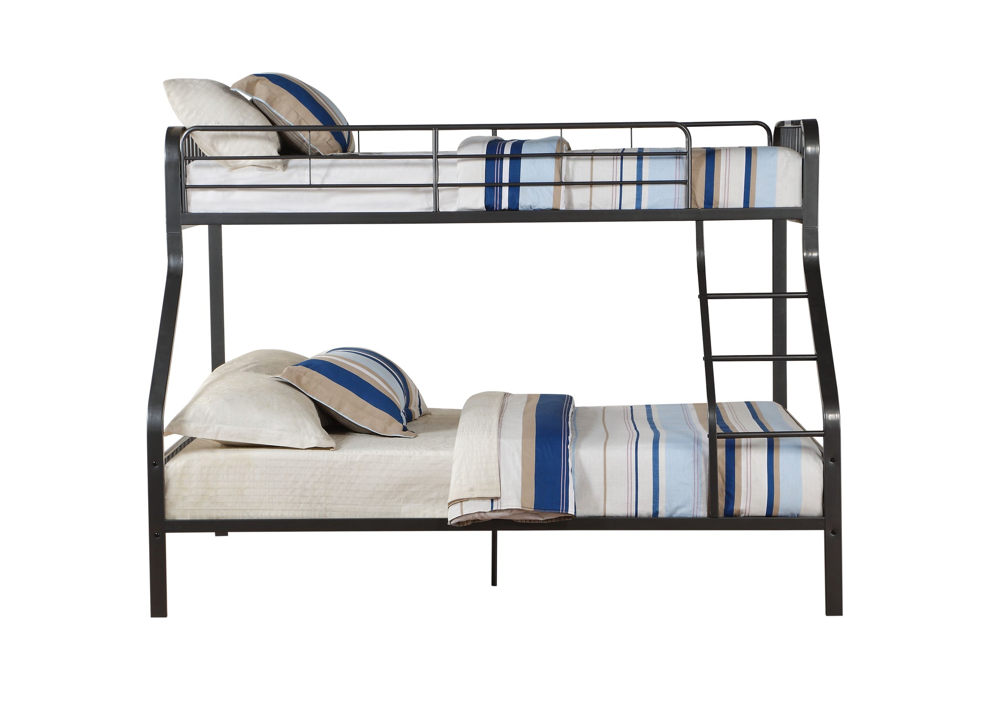 Caius Gunmetal Finish Twin Xl Queen Bunk Bed Gunmetal Metal