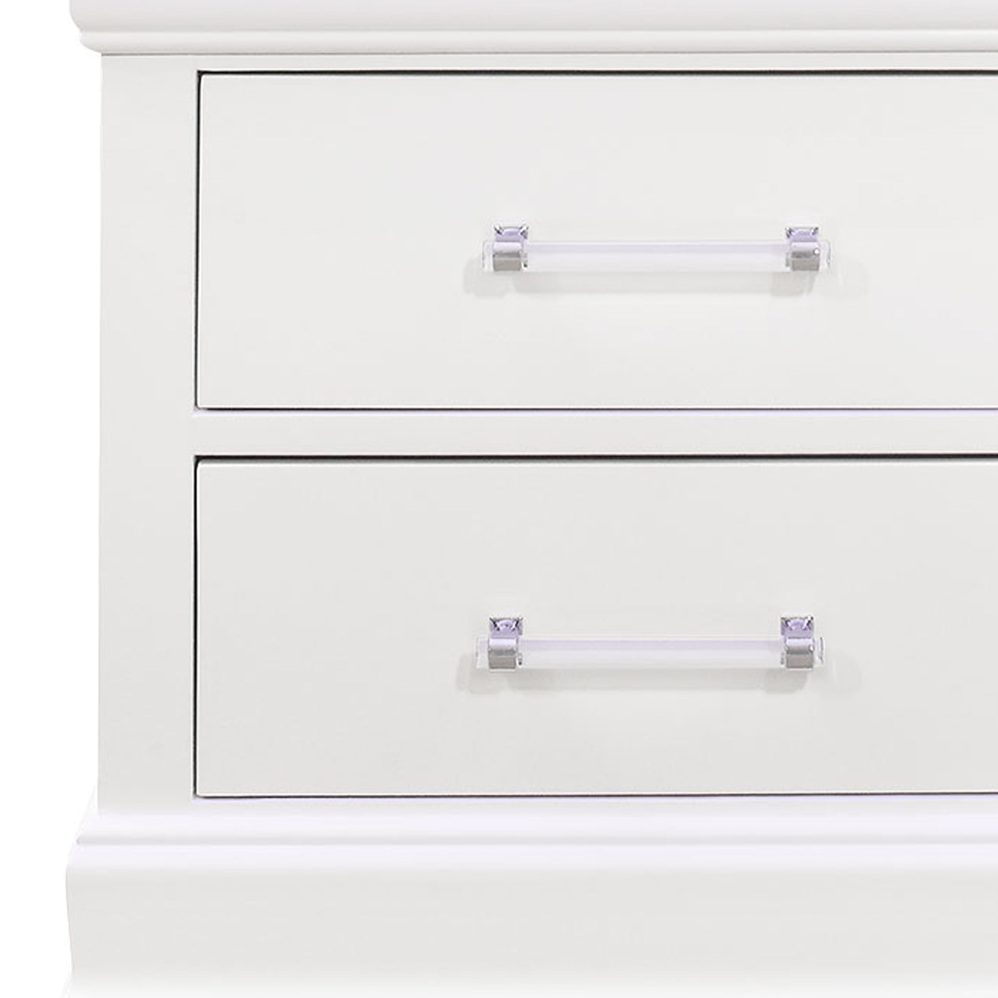 Charlston White Nightstand With Led White Solid Wood Mdf