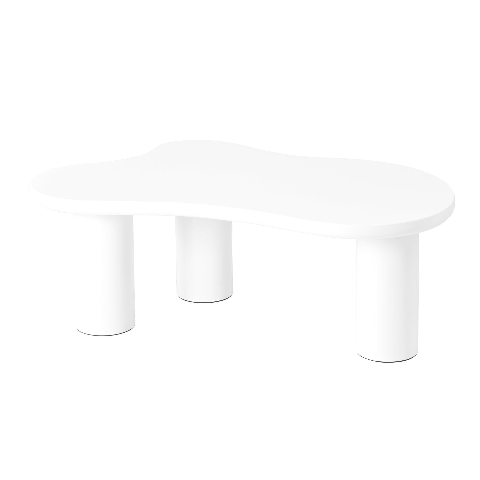 44'' X 25.9'' Easy Assembly Cloud Coffee Table With 1.5'' Thick Tabletop, Cream Style Irregular End Table With 3 Sturdy Legs, Sleek Center Table With Round Edge For Living Room, White White Mdf
