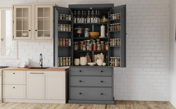 Assembly 77Inch Farmhouse Kitchen Pantry, Freestanding Tall Cupboard Storage Cabinet With 3 Adjustable Shelves, 8 Door Shelves, 3 Drawers For Kitchen, Dining Room, Gray Gray Kitchen Farmhouse