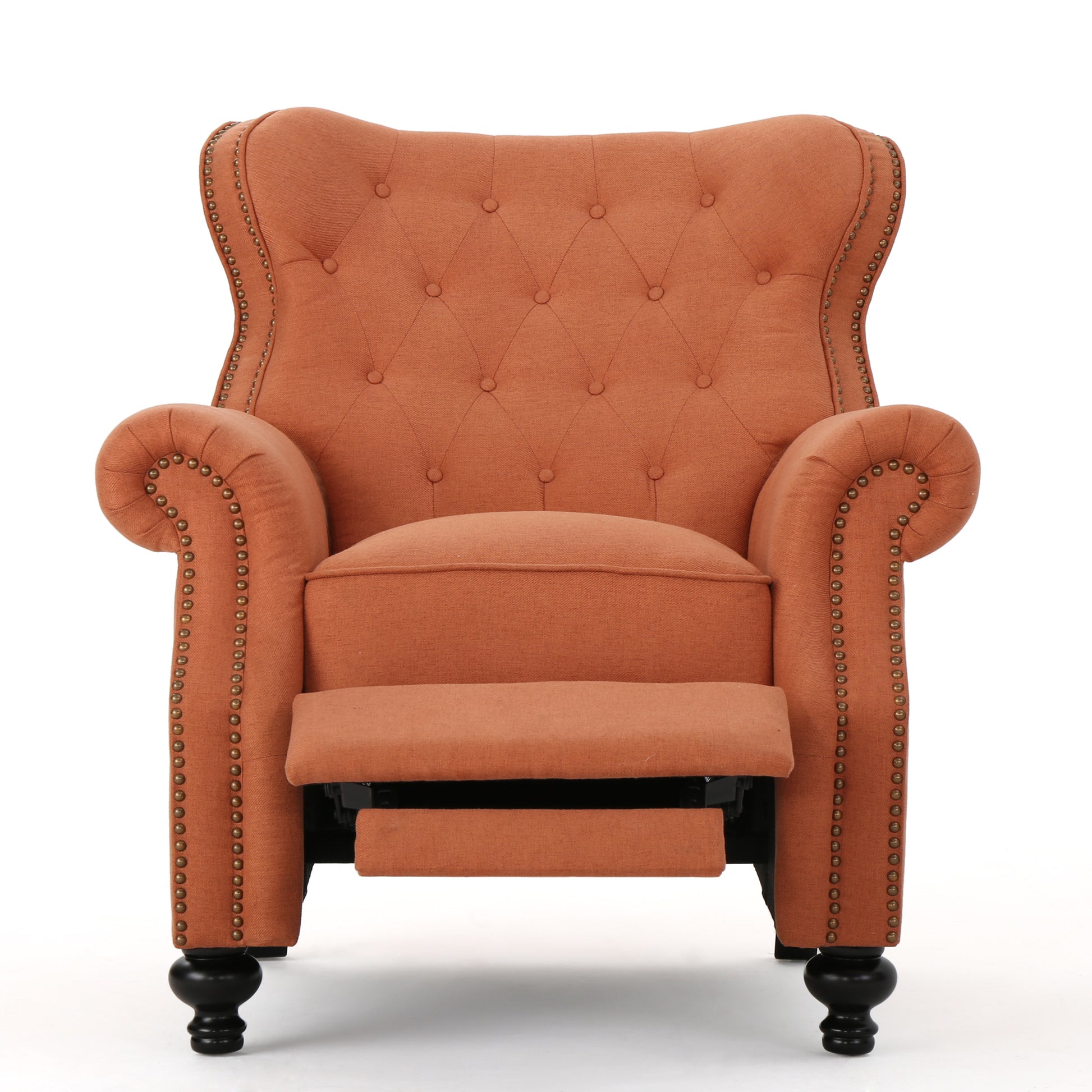 Push Rack Recliner Orange Fabric