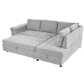 Mirod 91.5 Inch L Shaped Couch With Pull Out Bed And Storage Sectional Sleeper Sofa With Hidden Storagewide Armrest With Storage,For Living Room, Apartment, Bedroom, Office Light Grey Polyester 3