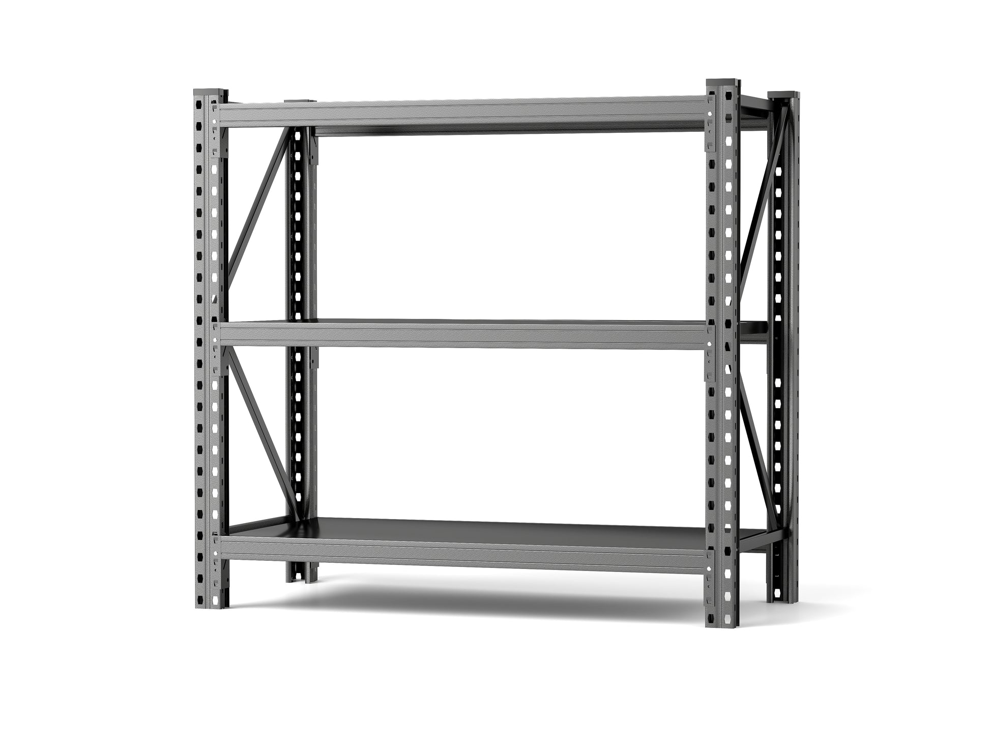 3 Tier Industrial Shelving Rack 47In, Heavy Duty Steel Shelving Unit Adjustable, 51.2" W*23.6" D*47.3"H, Black, Requires Assembly 3 Black Standard Vertical Primary Living Space Open Back Metal