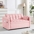 Convertible Sofa Bed In 3 Lengths, Modem Velvet Pulaut Bed, Adjustable Back And Wih Usb Port And Hidden Laptop Desk Table For Living Room, Smal Space,Pink Pink Velvet 2 Seat