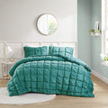 3 Piece Comforter Set Full Teal Polyester