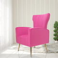 Velvet Accent Chair, Wingback Arm Chair With Gold Legs, Upholstered Single Sofa For Living Room Bedroom Rose Red Velvet 1 Seat