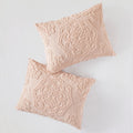 3 Piece Tufted Cotton Chenille Medallion Duvet Cover Set Queen Pink Cotton