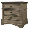 Muzan 26 Inch Modern Nightstand, 3 Gliding Drawers, Knob Handles, Gray Gray Wood