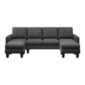 U Shaped Sofa Coch 4 Seat Sofa With Chaise Polyester Fabric For Living Room Apartment Office Dark Grey Dark Grey Linen Wood Primary Living Space Soft Eucalyptus Foam Linen 4 Seat
