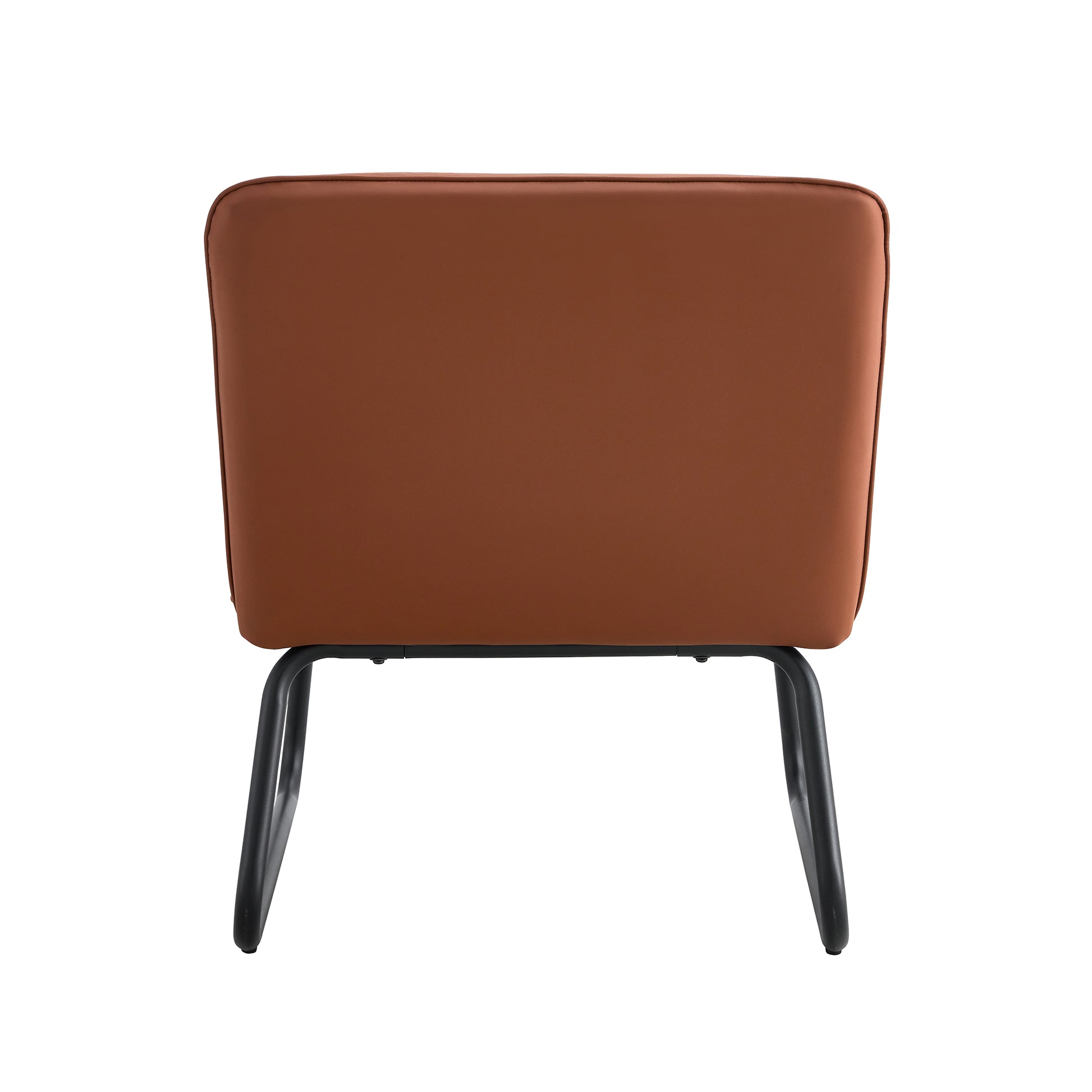 Brown Minimalist Armless Sofa Chair With Pu Backrest And Black Metal Legs, Suitable For Offices, Restaurants, Kitchens, And Bedrooms Brown Metal