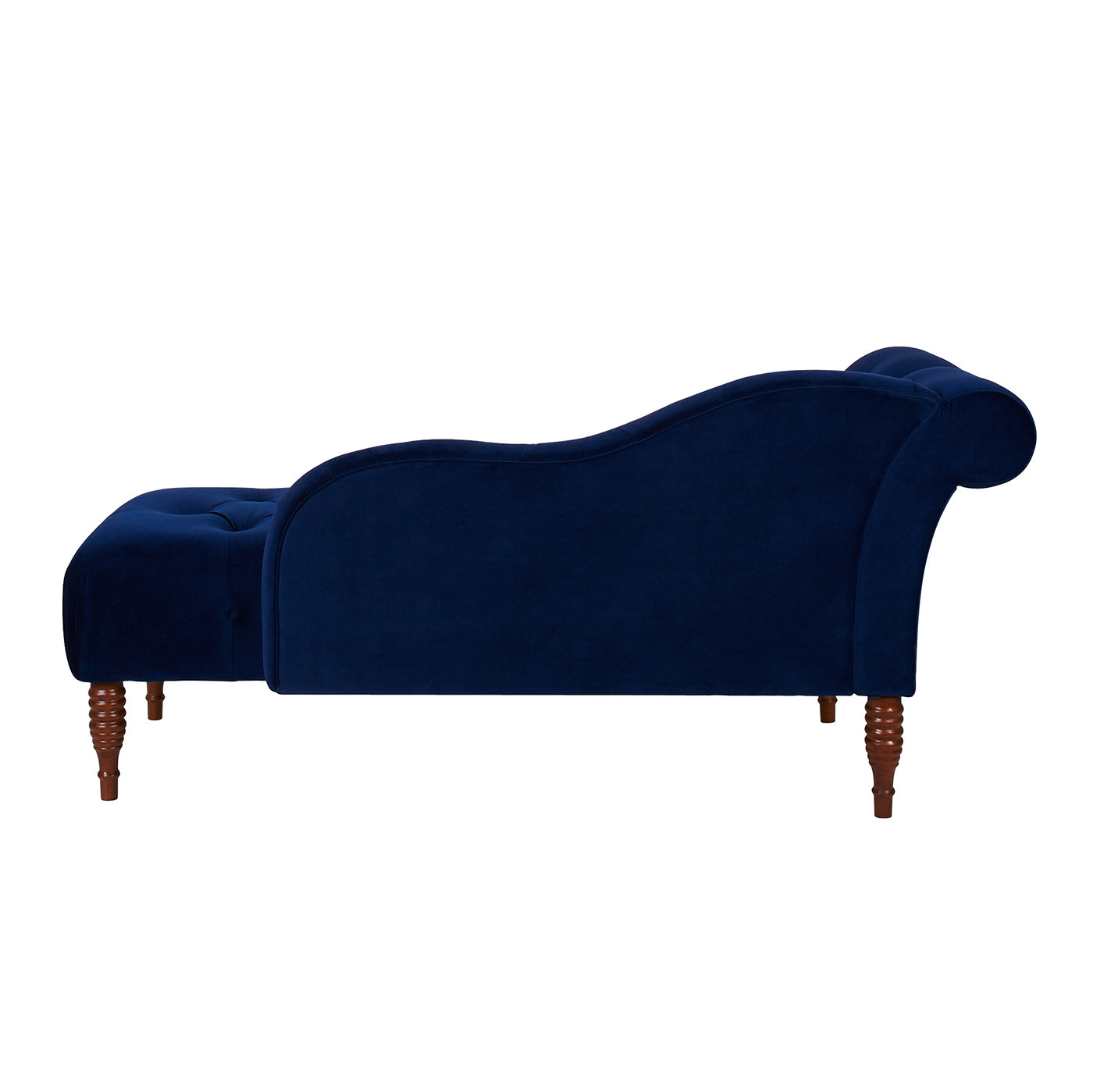 Samuel Tufted Roll Arm Chaise Lounge, Navy Blue Velvet Navy Blue Foam Velvet