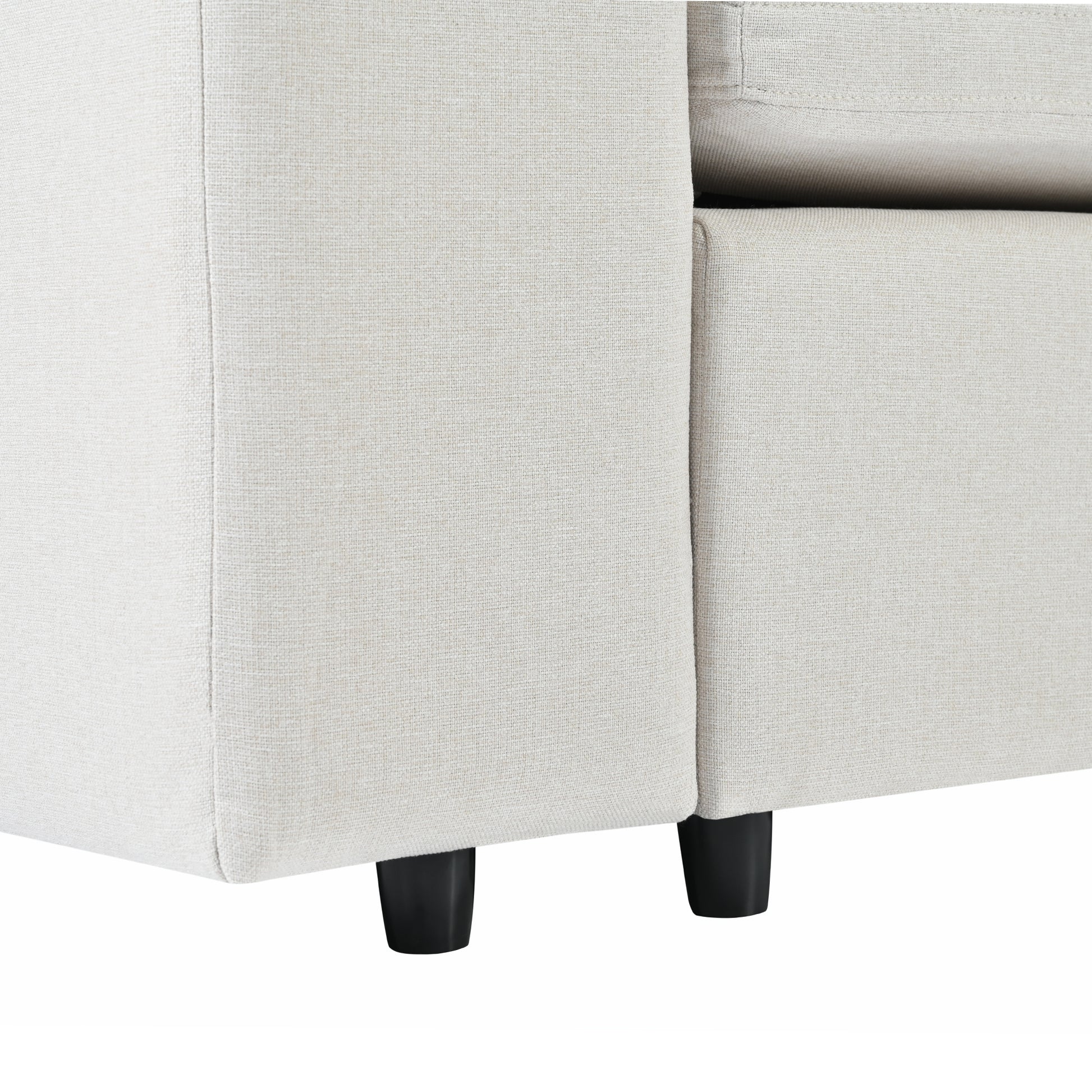 L Shaped Modular Sectional Sofa With Removable Back Cushions,3 Pillows And 2 Storage Spaces,Suitable For Living Rooms,Offices And Apartments Beige Polyester 3 Seat