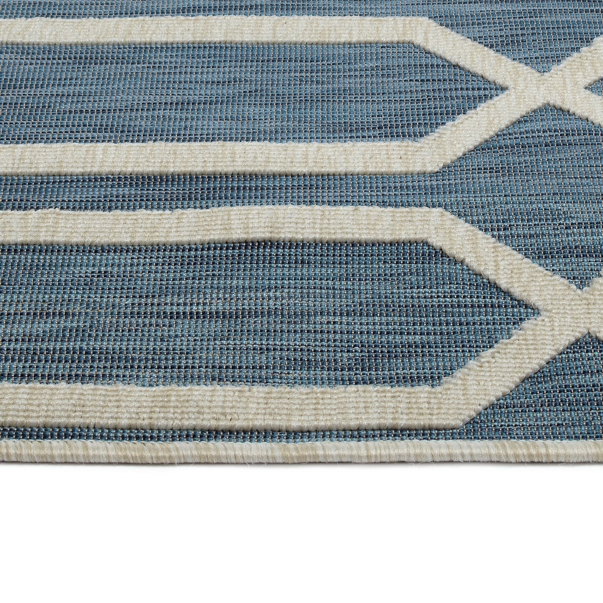 Contemporary, Transitional, Geometric, Textured, High Low Cut & Loop 7'10" X 10' Rectangle Area Rug Blue Polypropylene